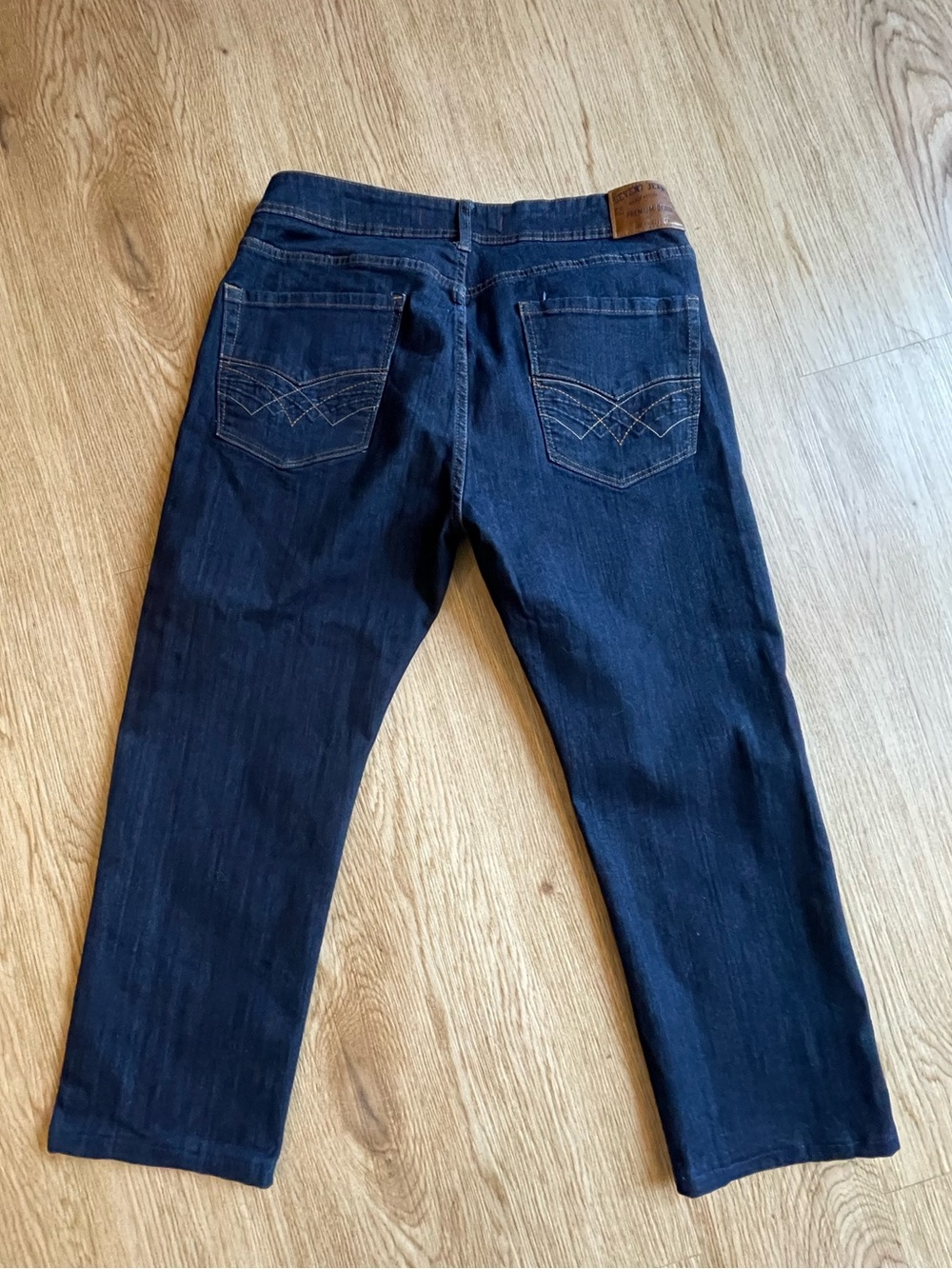Seven7 Men's Slim Straight Jeans in Dark Indigo with Brown Patch
